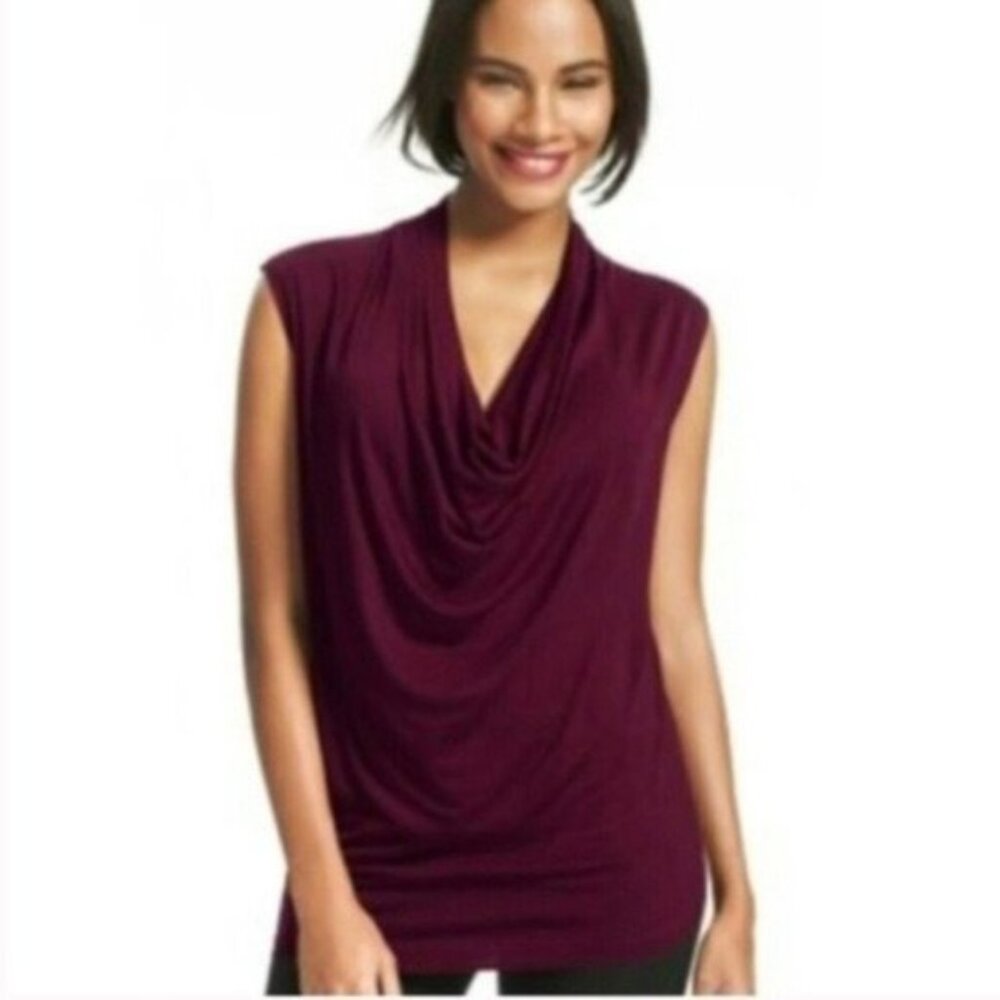 CAbi Style 535 Burgundy Draped Neck Top XS